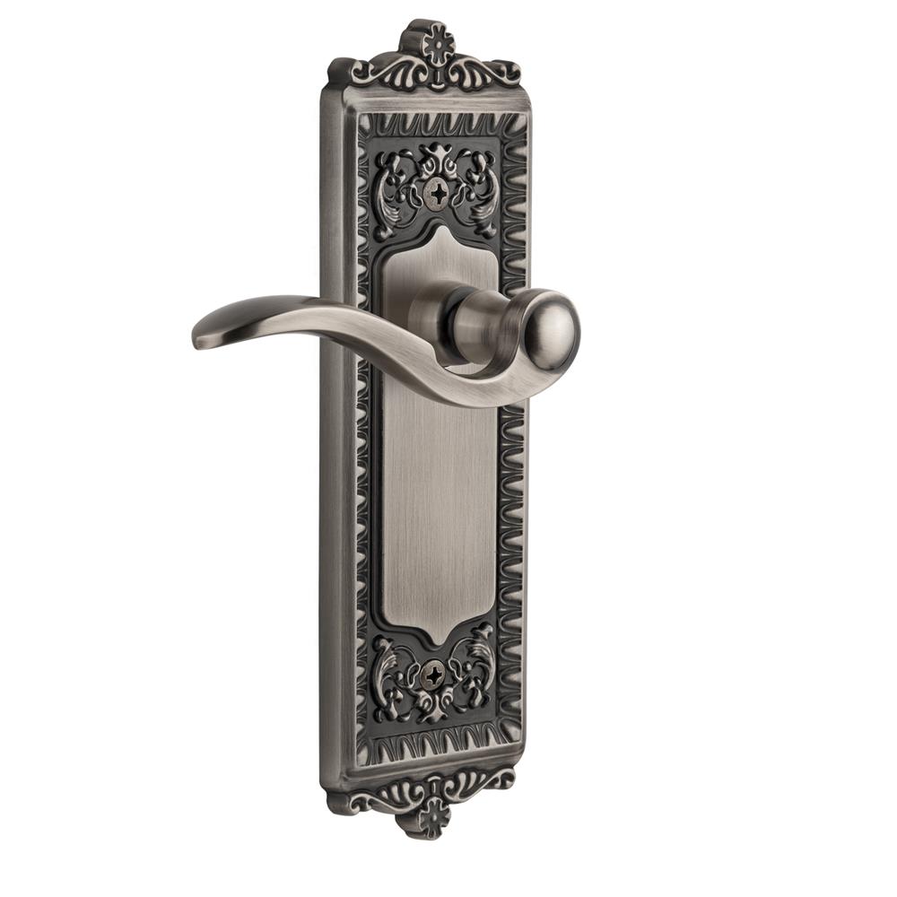 Grandeur by Nostalgic Warehouse WINBEL Privacy Knob - Windsor Plate with Bellagio Lever in Antique Pewter